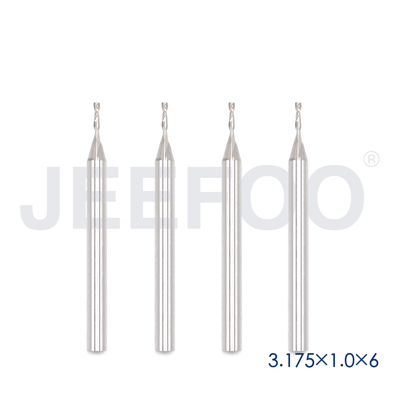 3.175x1.0x6 Two Spiral Flute Bits solid carbide end mill