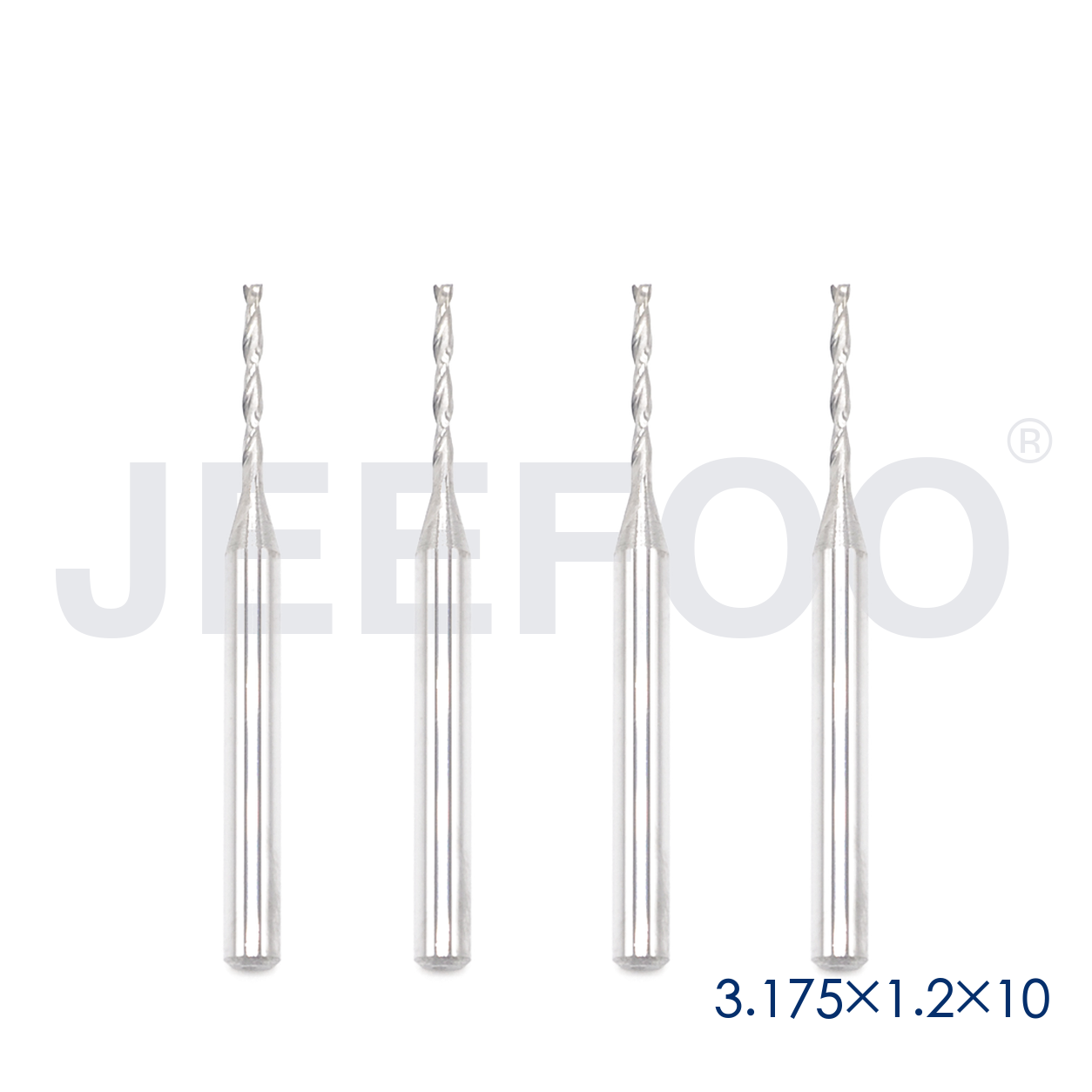 3.175x1.2x10 Two Spiral Flute Bits solid carbide end mill