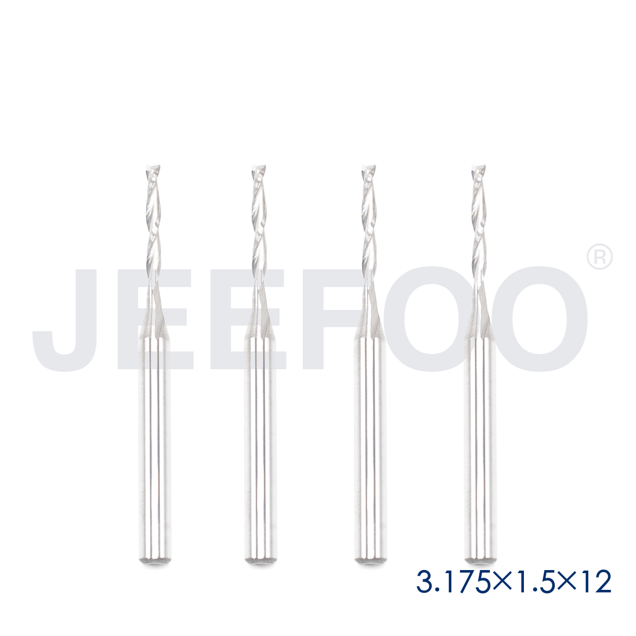 3.175x1.5x12 Two Spiral Flute Bits solid carbide end mill