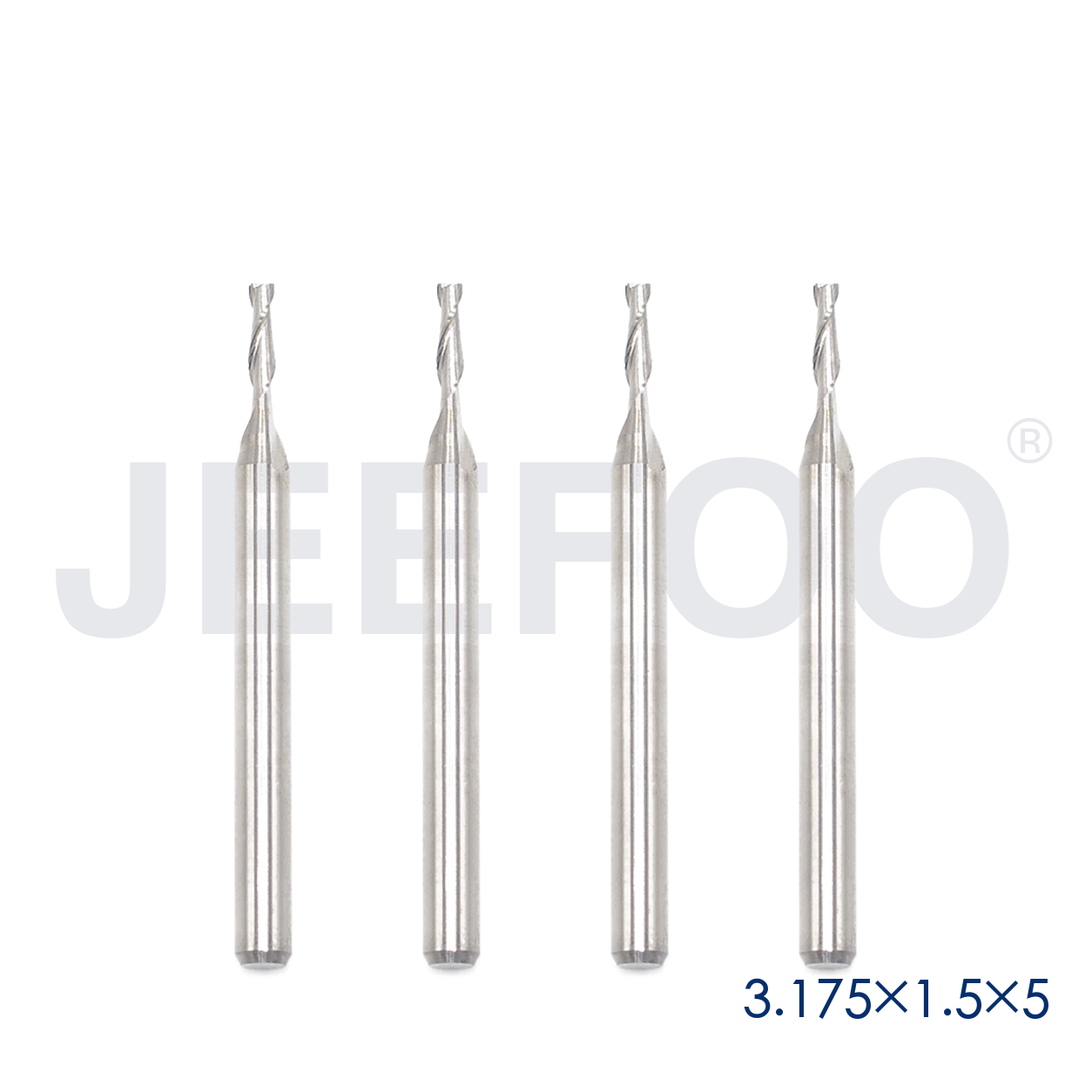 3.175x1.5x5 Two Spiral Flute Bits solid carbide end mill