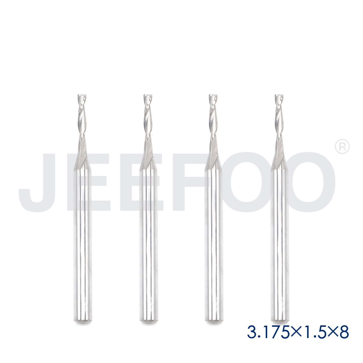 3.175x1.5x8 Two Spiral Flute Bits solid carbide end mill