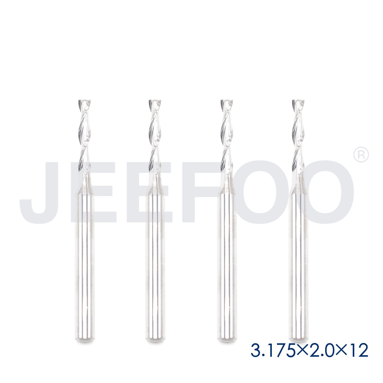 3.175x2.0x12 Two Spiral Flute Bits solid carbide end mill