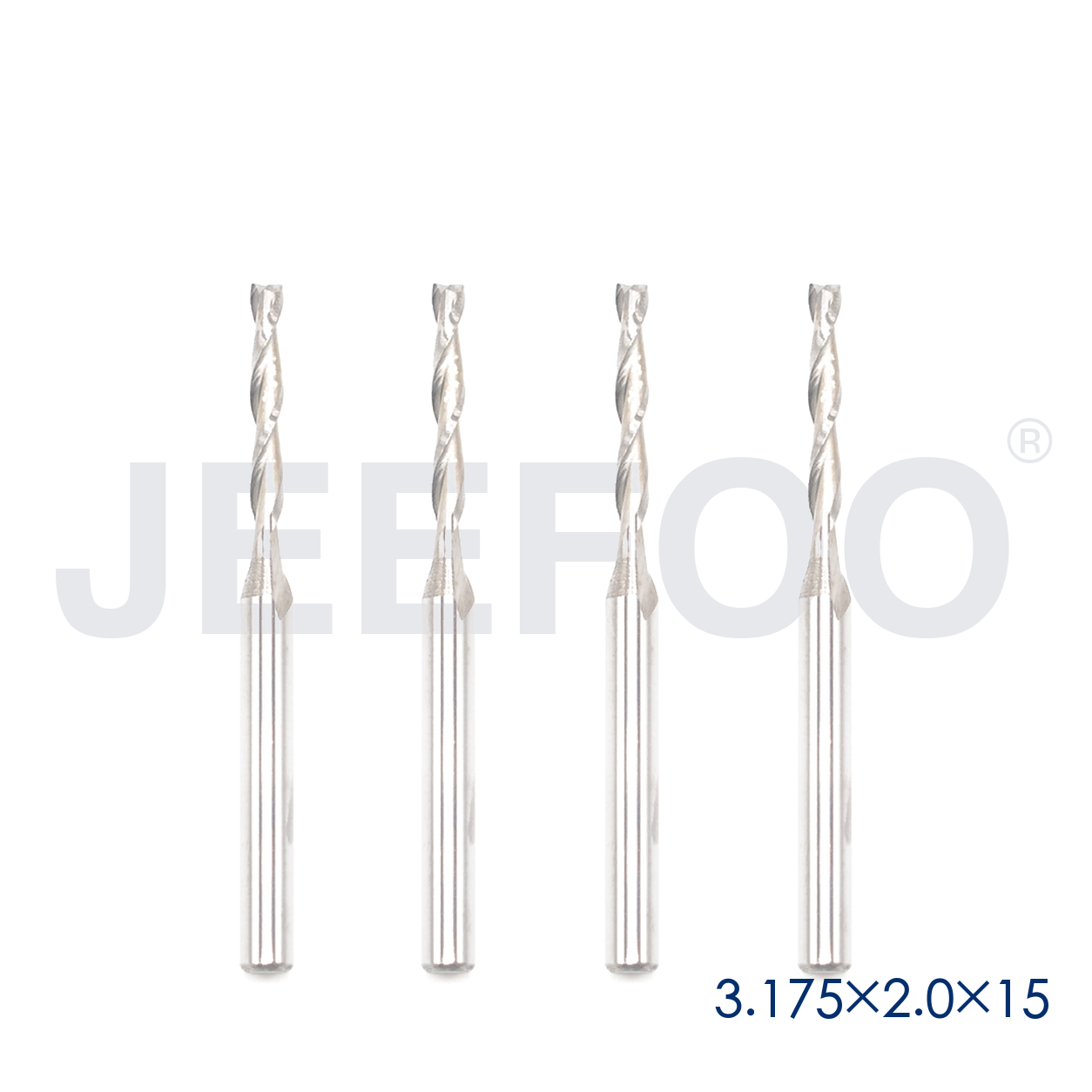 3.175x2.0x15 Two Spiral Flute Bits solid carbide end mill