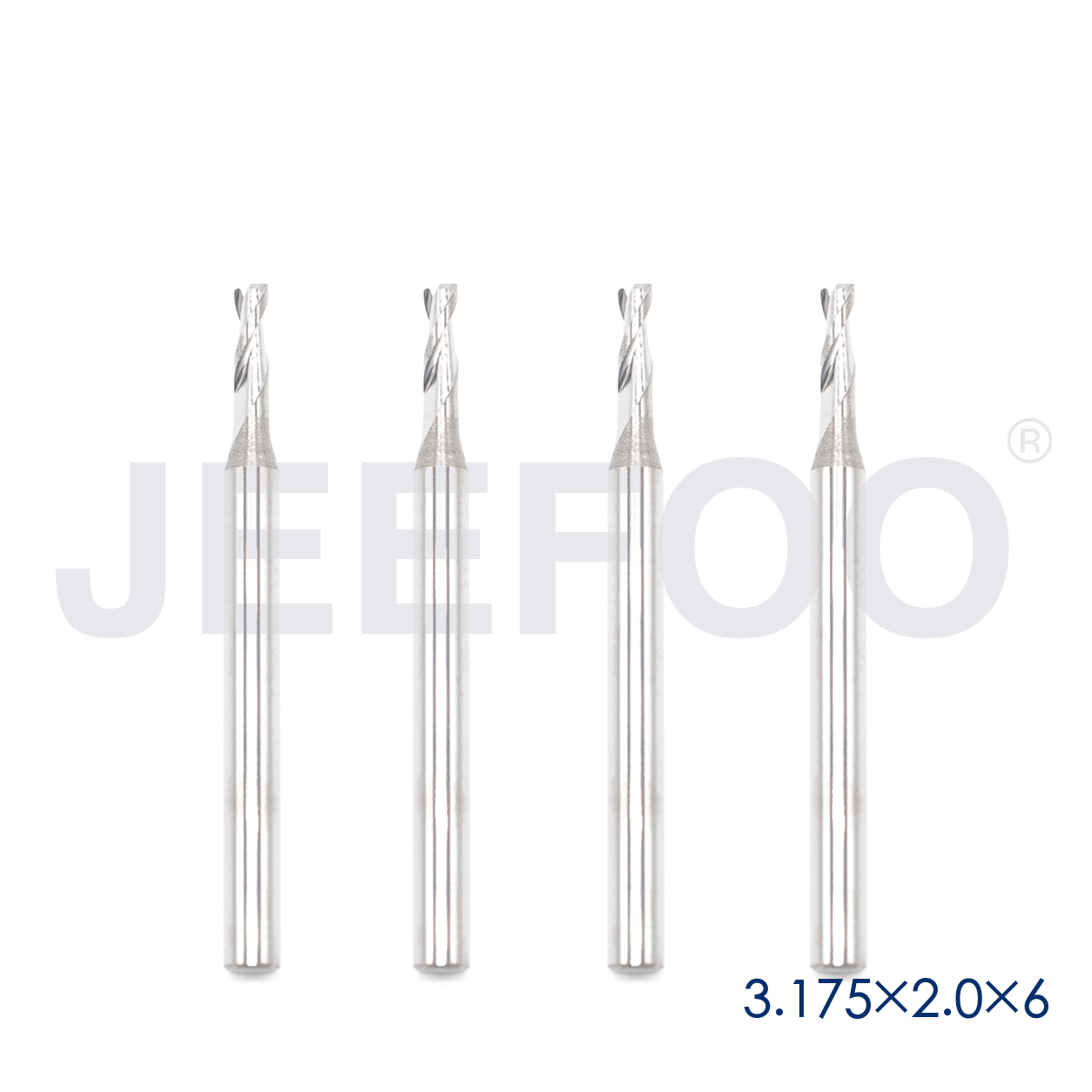 3.175x2.0x6 Two Spiral Flute Bits solid carbide end mill