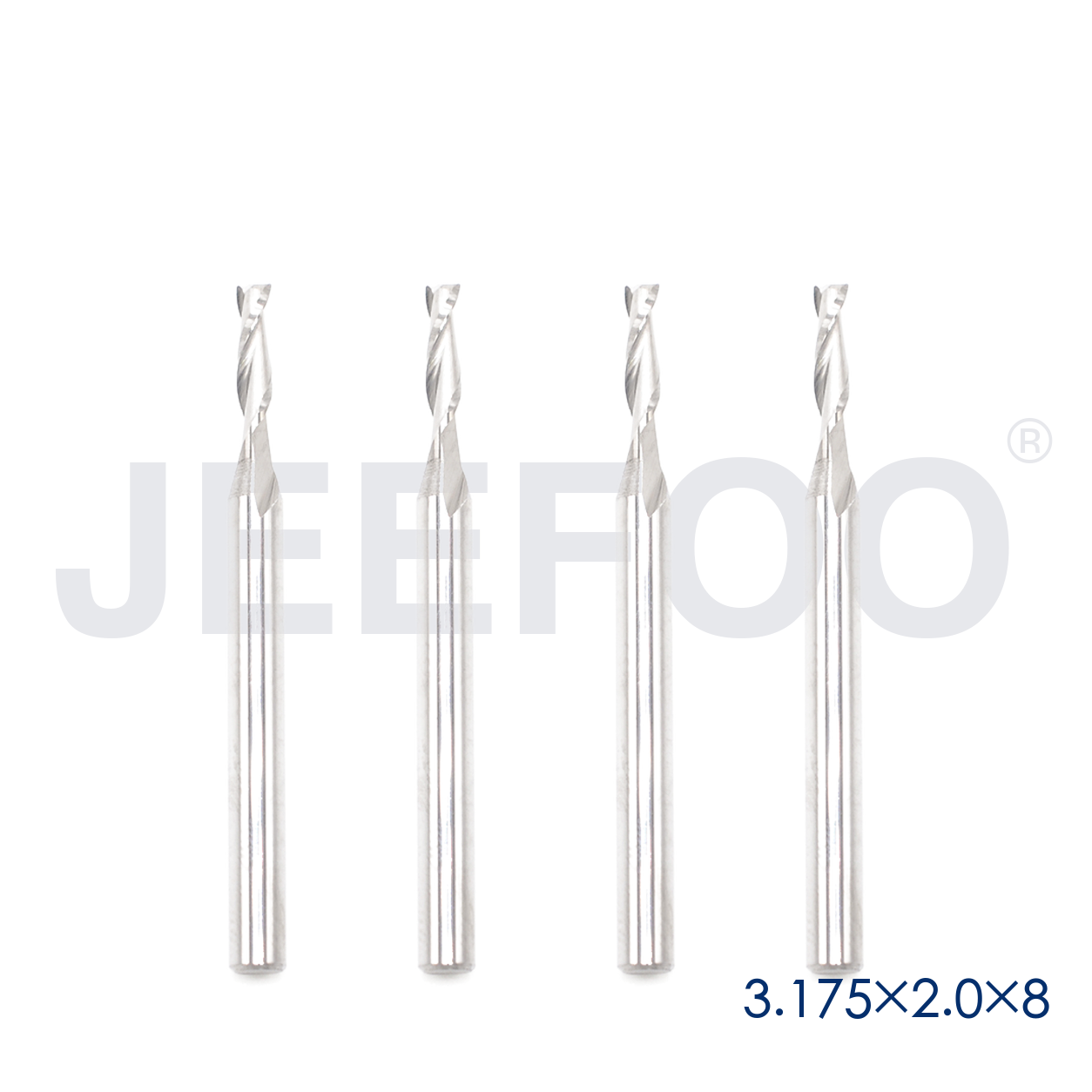 3.175x2.0x8 Two Spiral Flute Bits solid carbide end mill