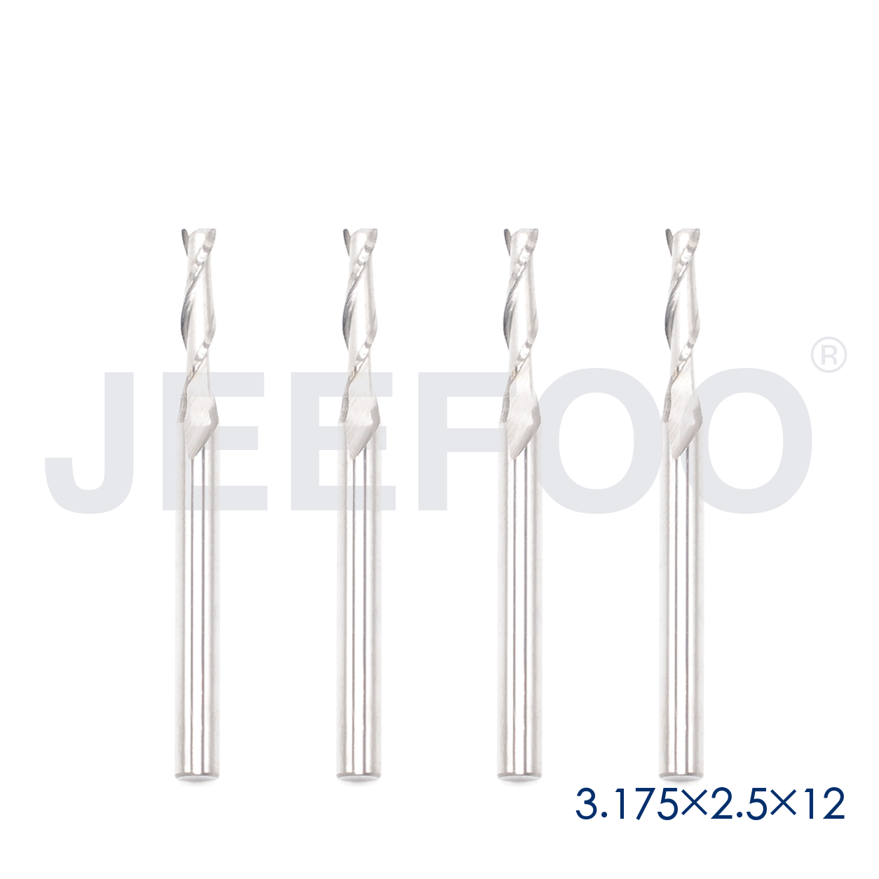 3.175x2.5x12 Two Spiral Flute Bits solid carbide end mill