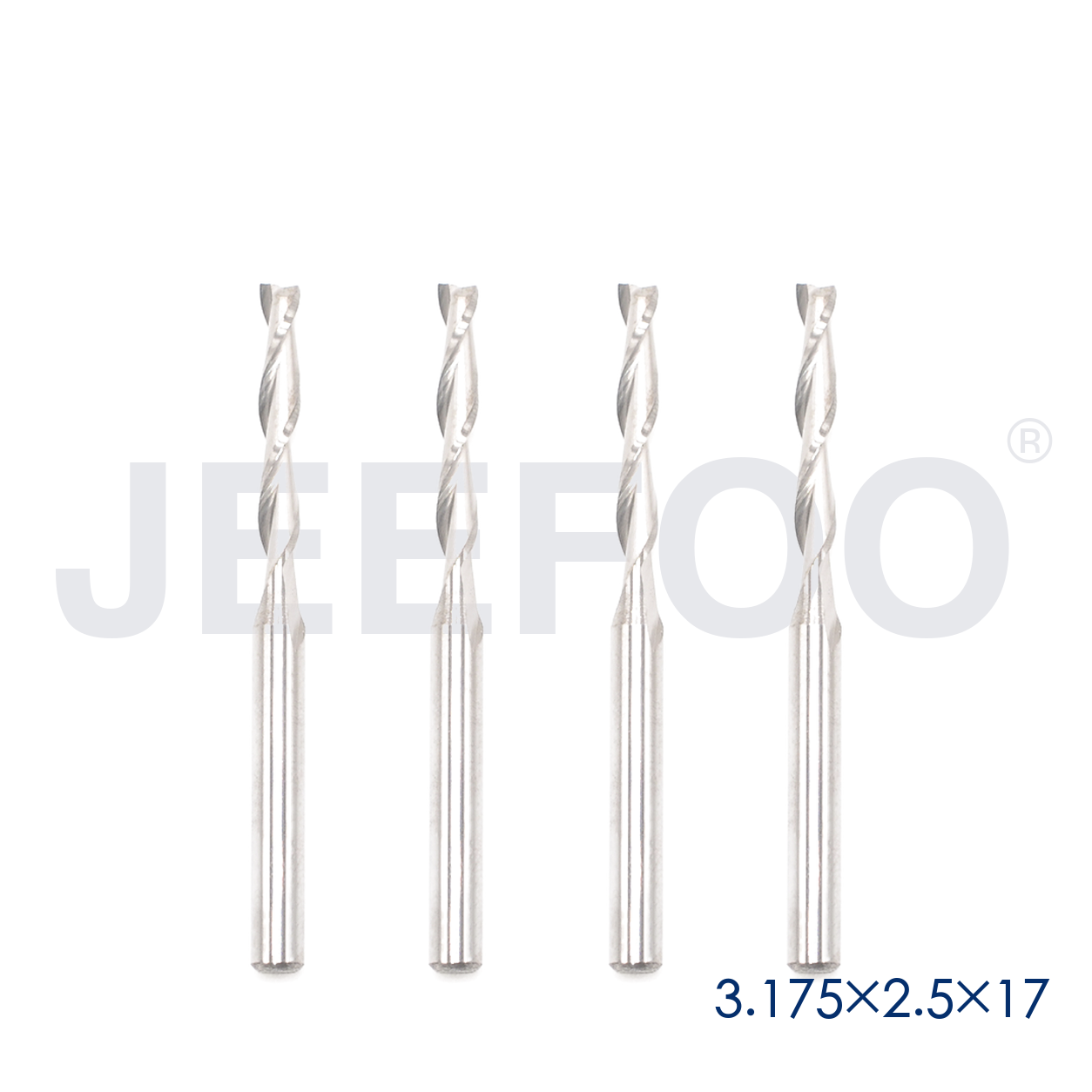3.175x2.5x17 Two Spiral Flute Bits solid carbide end mill