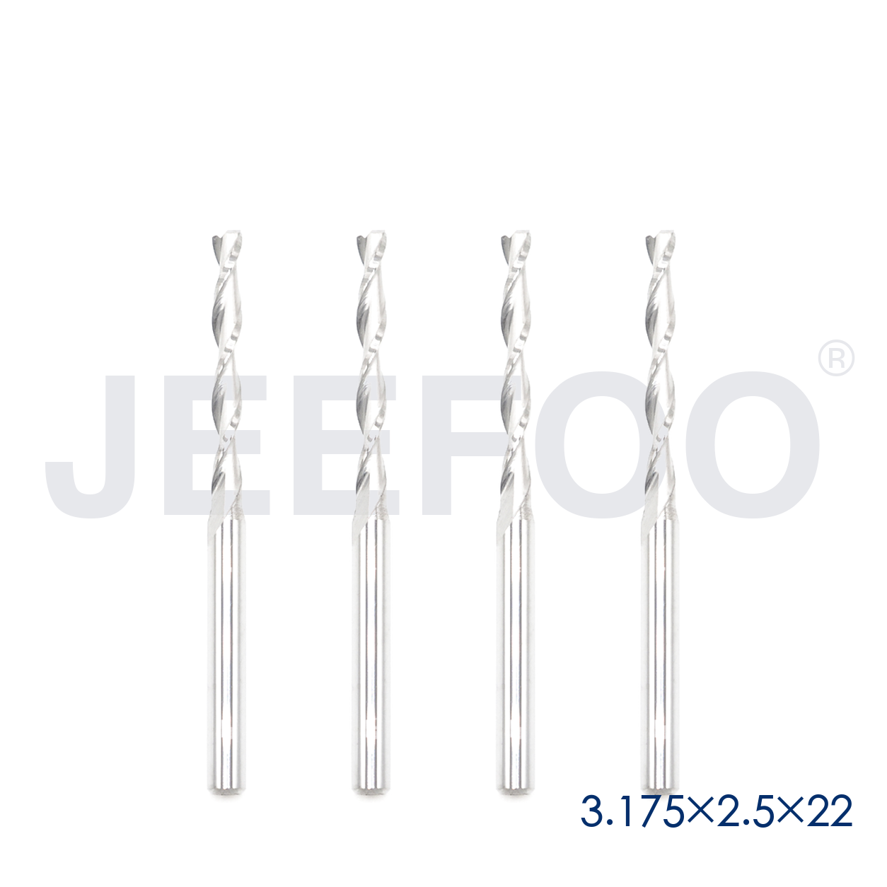 3.175x2.5x22 Two Spiral Flute Bits solid carbide end mill