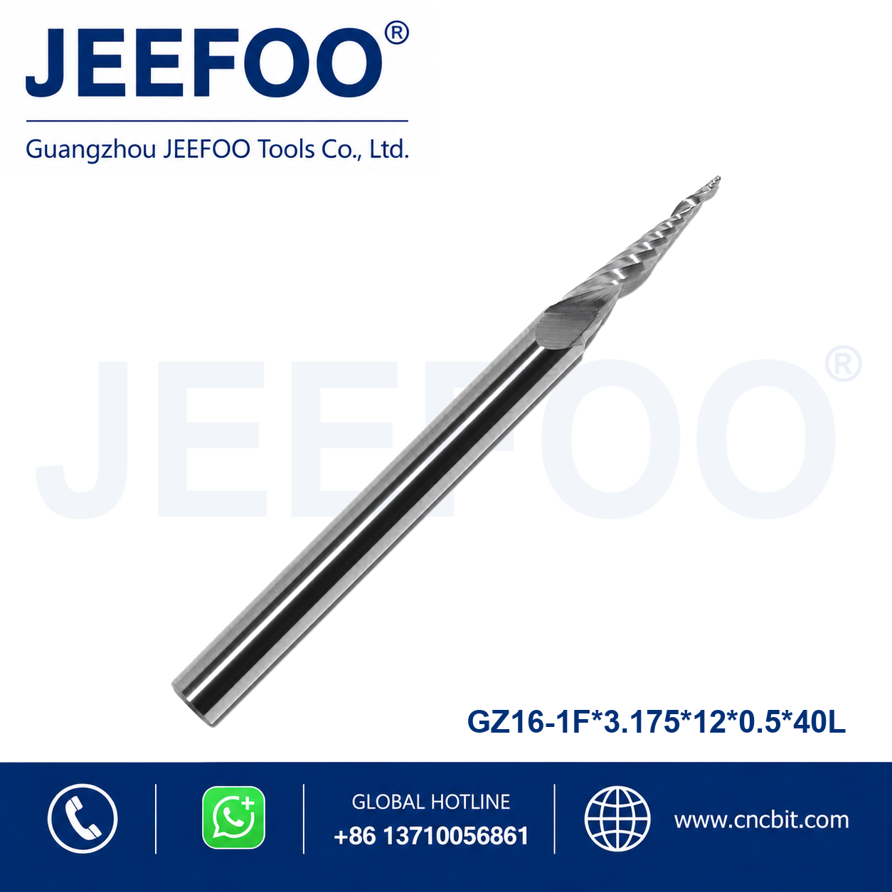 3.175x12x0.5x40L single flute taper end mill