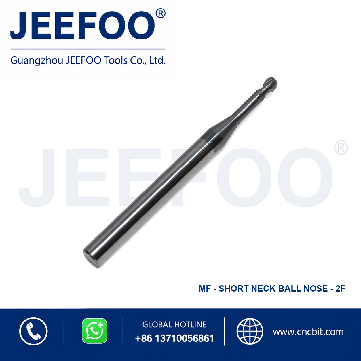 General Long Neck Short Flute Ball Nose End Mill for metal machining