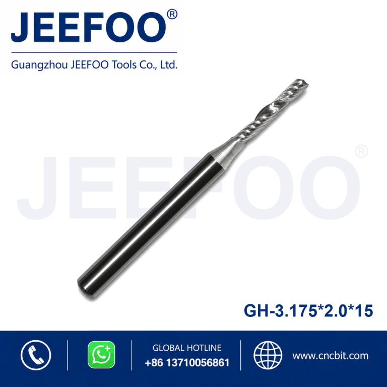 3.175x2.0x15 Solid carbide One Flute Spiral Bits for cnc machine, CNC Milling Cutters, CNC Router Bit, Acrylic Tools product image