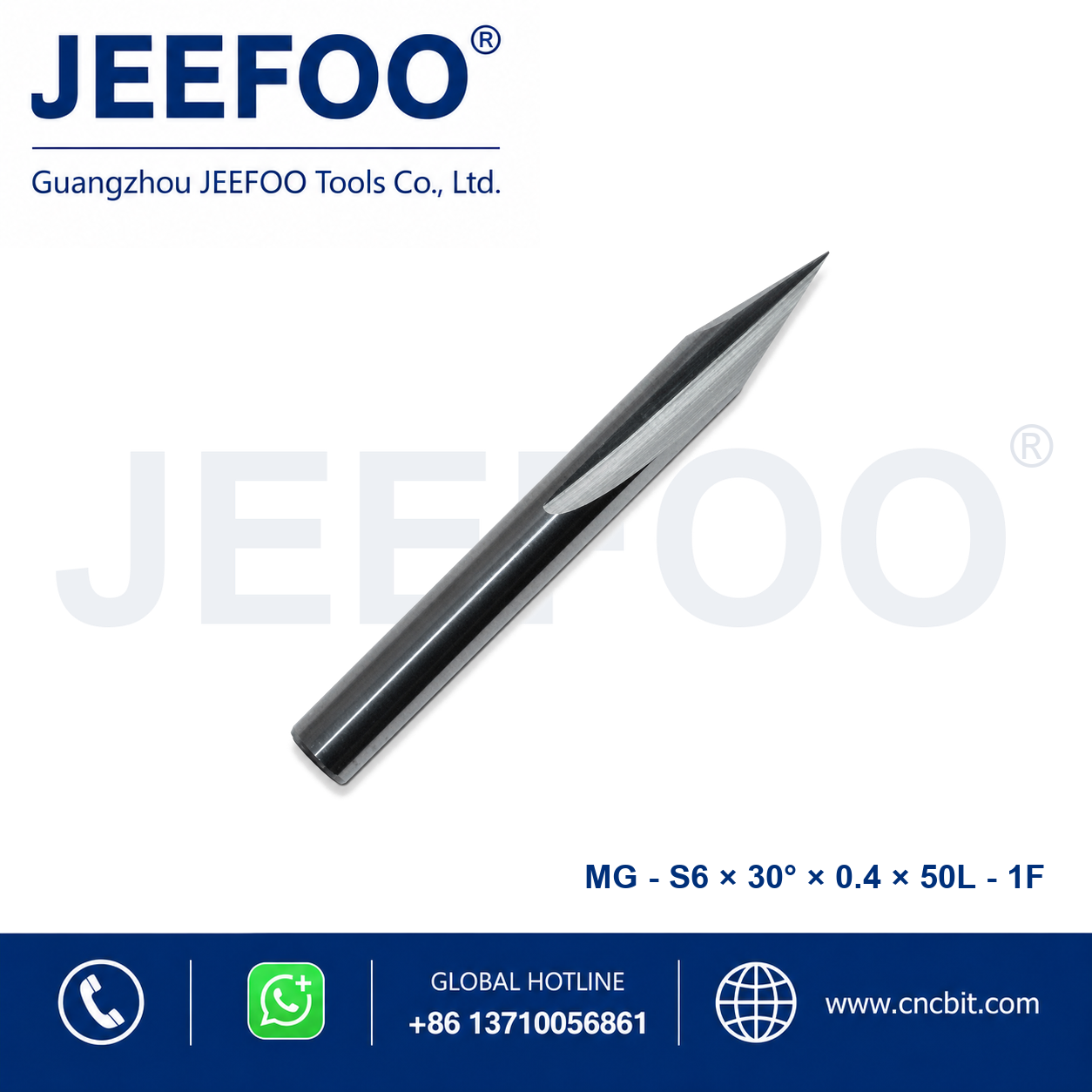 6x30Dx0.4x50L One Straight Flute Engraving Bit for metal machining