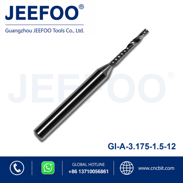 3.175x1.5x12 One Flute Spiral Bits for Acrylics, CNC Milling Cutters, PVC Mills,Acrylic Tools product image