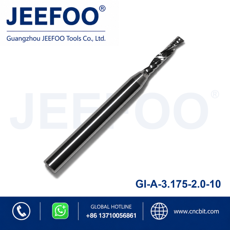3.175x2.0x10 One Flute Spiral Bits for Acrylics, CNC Milling Cutters, PVC Mills,Acrylic Tools product image