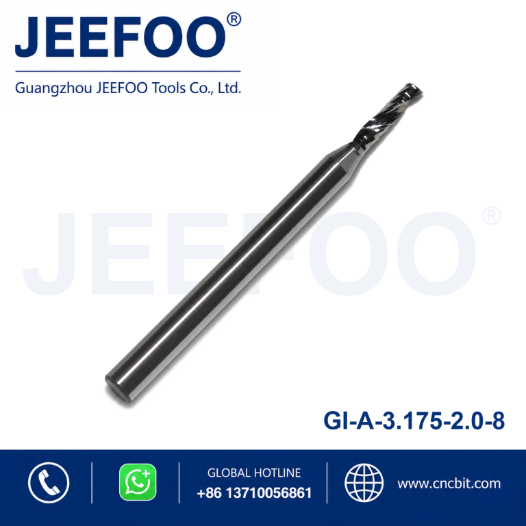 3.175x2.0x8 One Flute Spiral Bits for Acrylics, CNC Milling Cutters, PVC Mills Tools product image