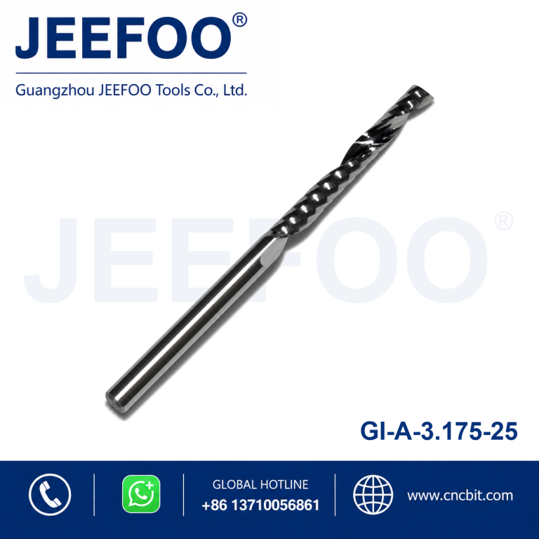 3.175x25 One flute bits cutting for arylic /One Flute Spiral Solid Carbide Router Bits product image