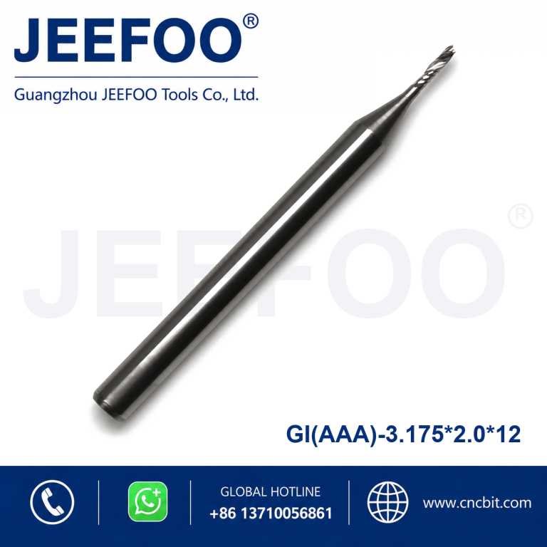 3.175x2.0x12 AAA Quality Tungsten Carbide Single Flute Spiral End Mill for Acrylic Engraving product image
