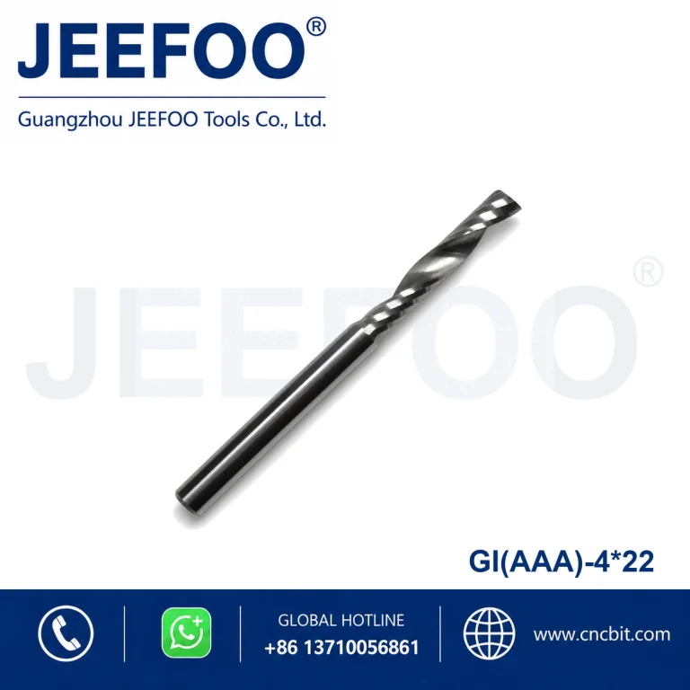 4x22 High Precision AAA One Flute Spiral Solid Carbide Bit, Anti-Chipping CNC Cutting Tool for Acrylic Sheet Sign Making product image