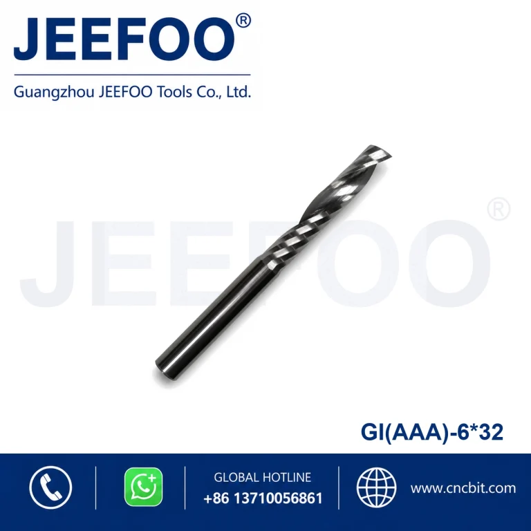 6x32 AAA Grade One Spiral Flute Solid Carbide End Mill, Polished Edge CNC Router Tool for Acrylic Sheet Cutting product image