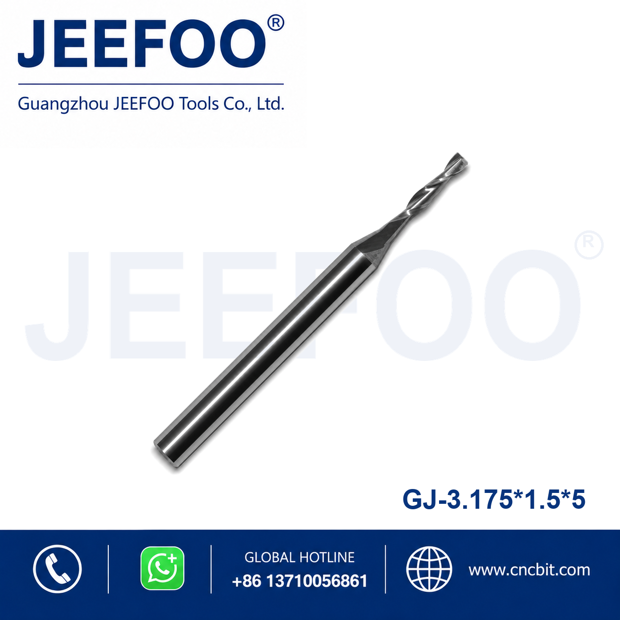 3.175x1.5x5 Two Spiral Flute Bits CNC router cutter