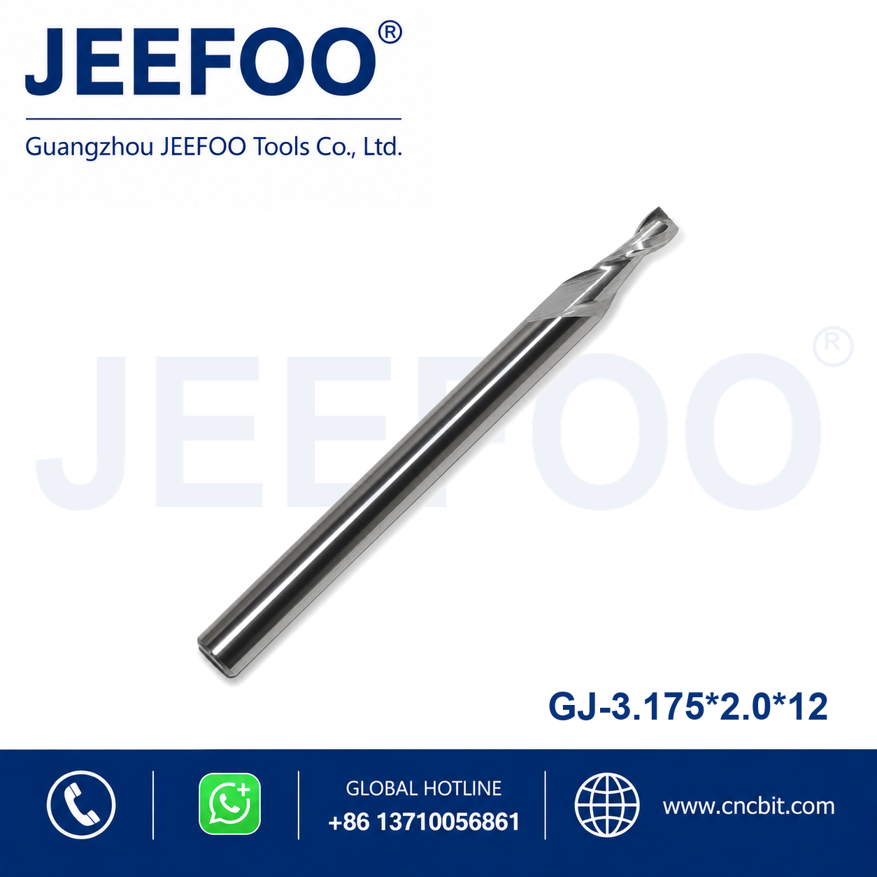 3.175x2.0x12 Two Spiral Flute Bits CNC router cutter