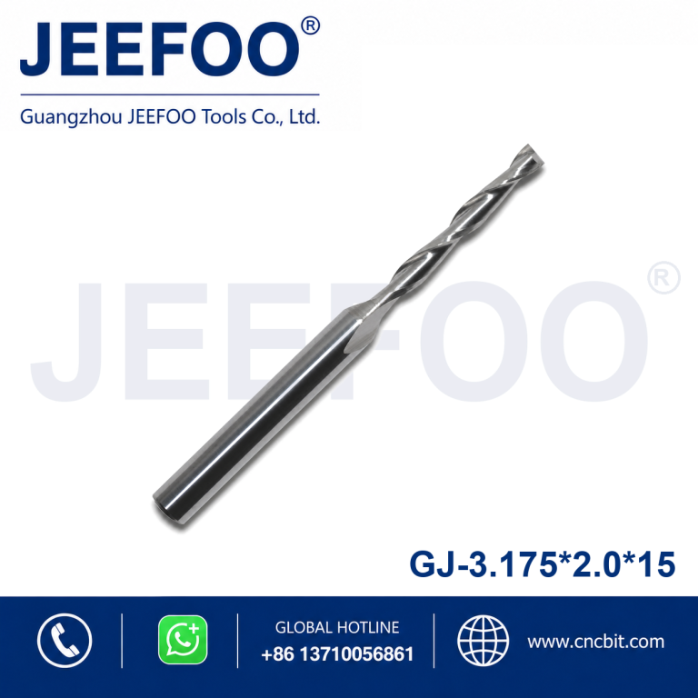 3.175x2.0x15 Two Spiral Flute Bits - Two Flutes Spiral Carbide Tools, Carving Tool Bits, End Mill Cutters for CNC Router Machine product image