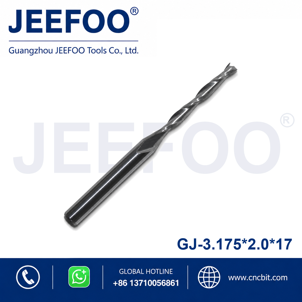 3.175x2.0x17 Two Spiral Flute Bits CNC router cutter