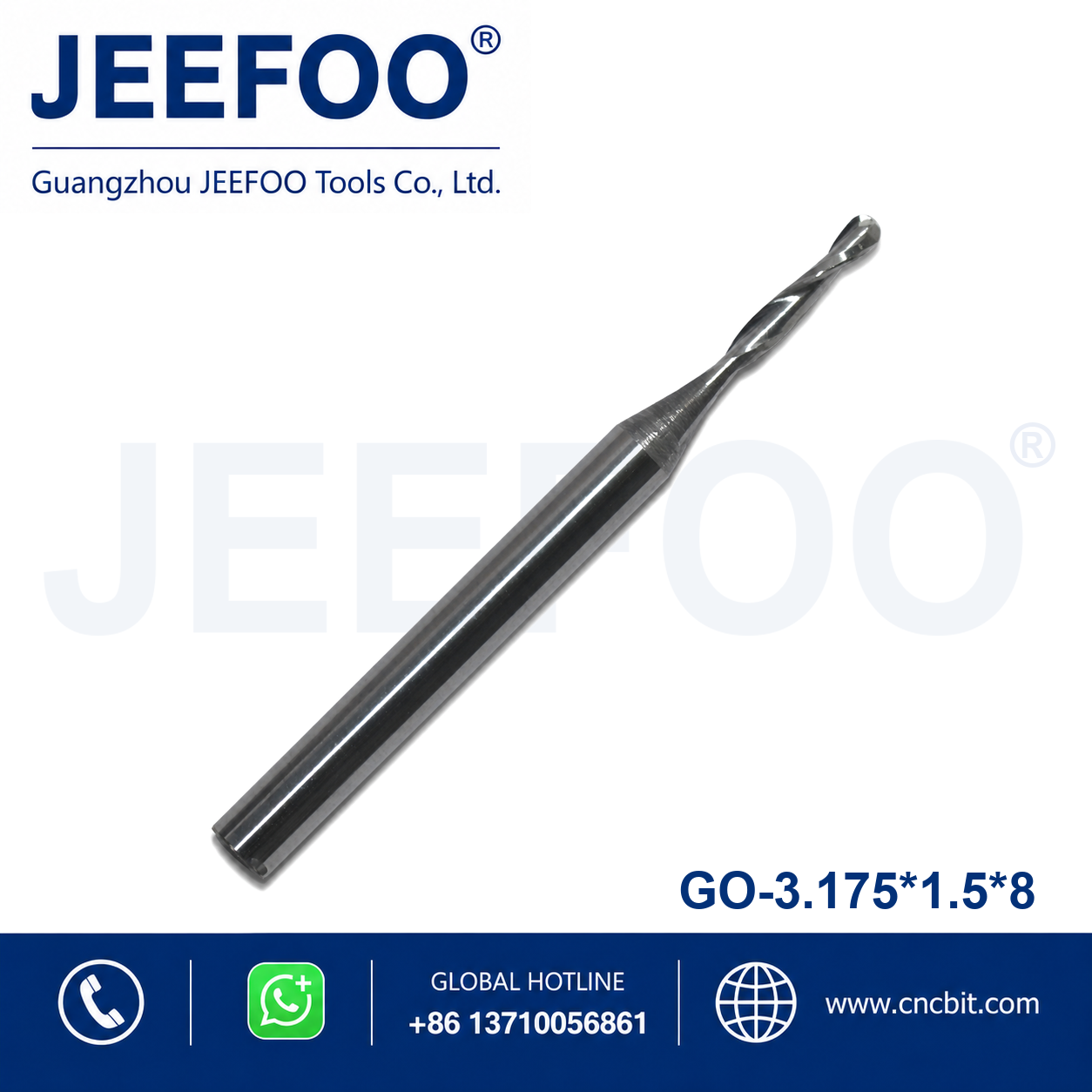 3.175x1.5x8 two flute ball nose end mill