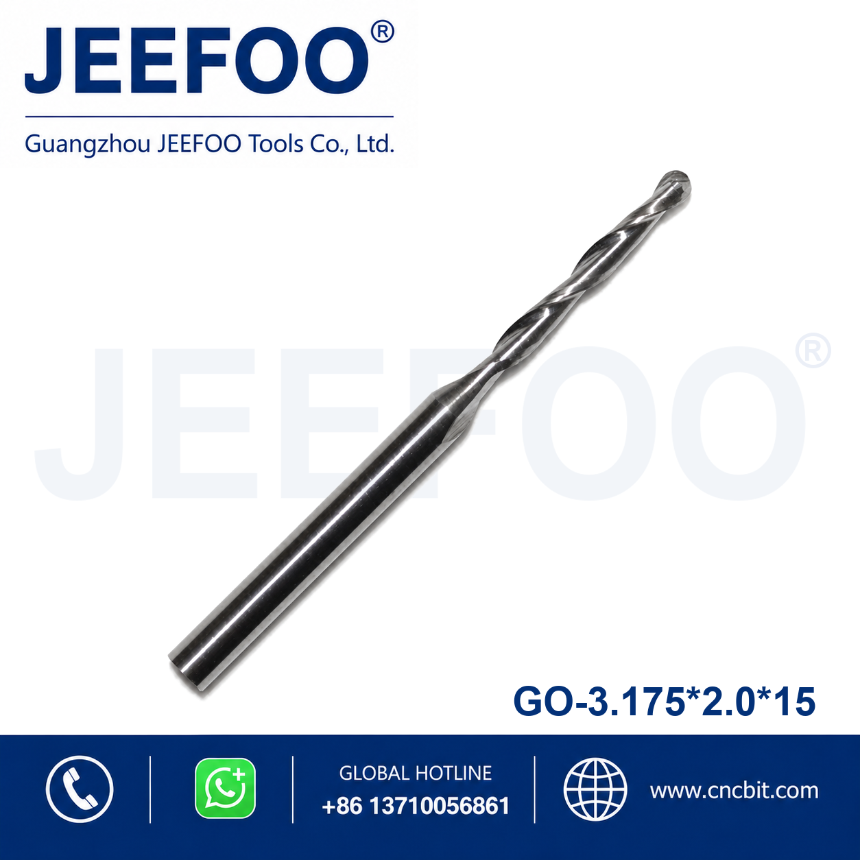 3.175x2.0x15 two flute ball nose end mill