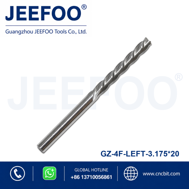3.175x20 Grade A 4 Flute Left Spiral Down Cut Router Bit product image
