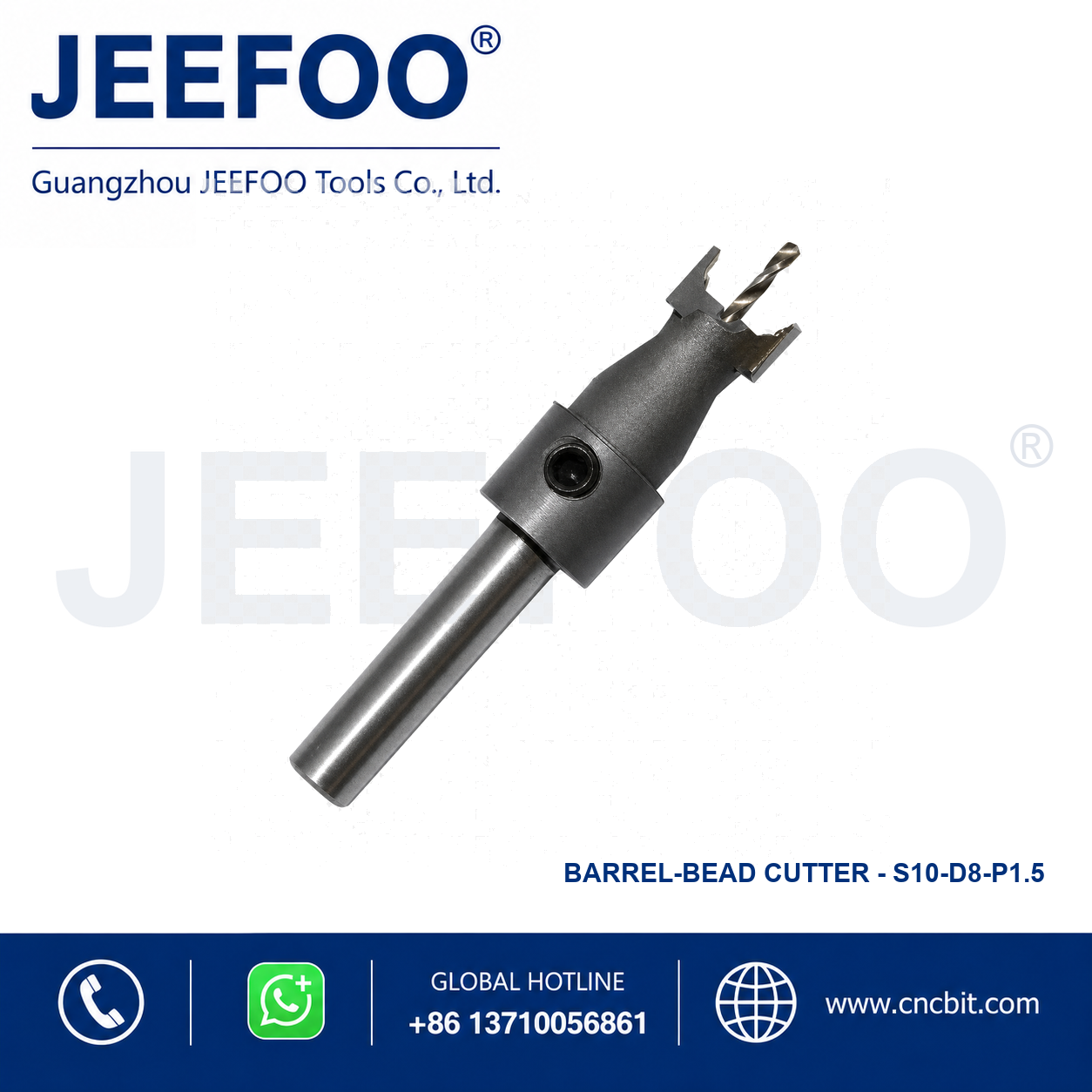 bench drill barrel bead cutter with 10 mm shank and D8 profile